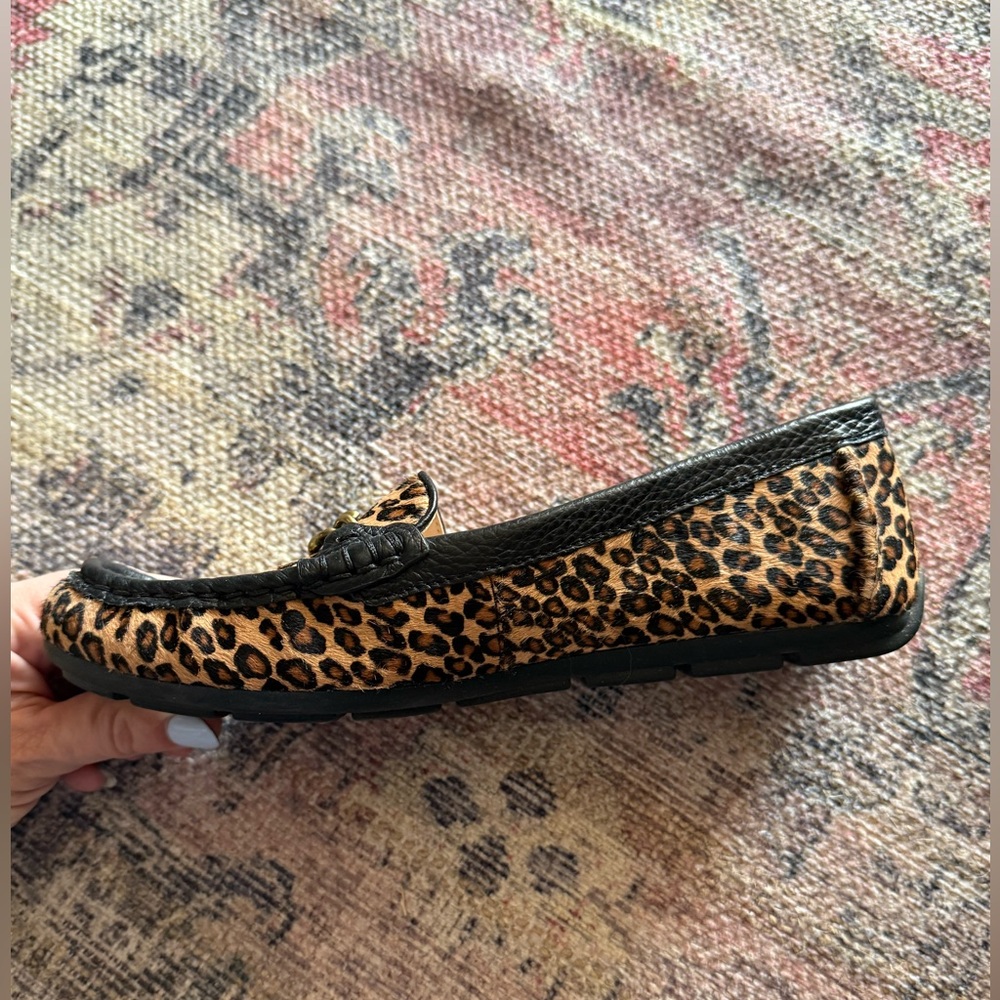 Coach Maegan Driver Haircalf Leopard Loafers Size 7B Natural EUC - Picture 6 of 13